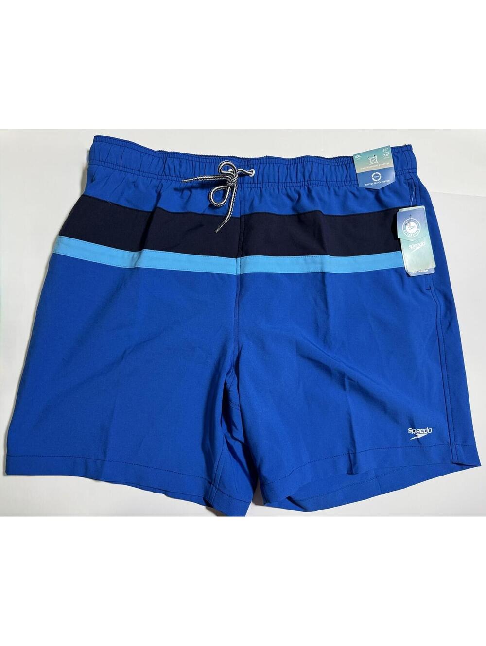 Speedo Blue Color Block Swim Trunks Shorts Lined UPF 50+ Mens XXL NWT NEW